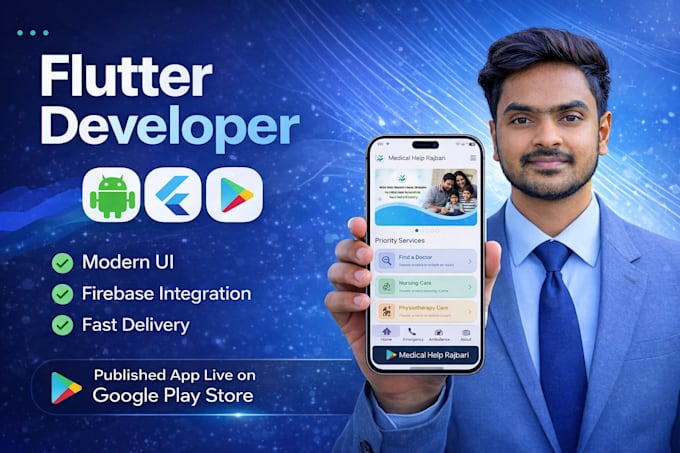develop modern flutter app with firebase, api integration