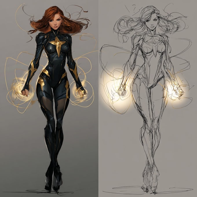 create scifi, fantasy, superhero character design