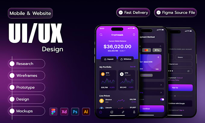 create wesbsite and mobile app, landing page