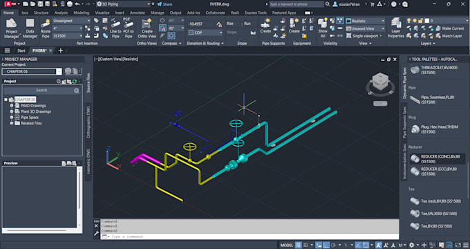 professional pipe routing and pid to 3d modeling in plant 3d using reverse engg