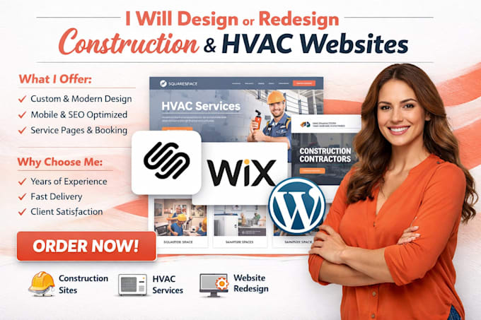 squarespace construction contractor service website design redesign hvac website