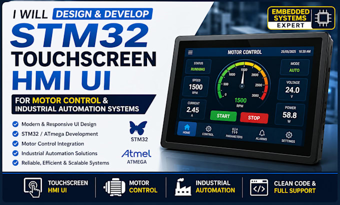 develop stm32 touchscreen hmi UI for motor control and industrial automation