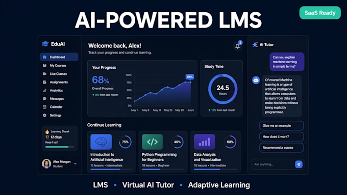 build ai powered lms and elearning platform with virtual tutor adaptive learning