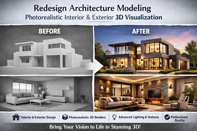 redesign architecture modeling with photorealistic interior exterior 3d visual