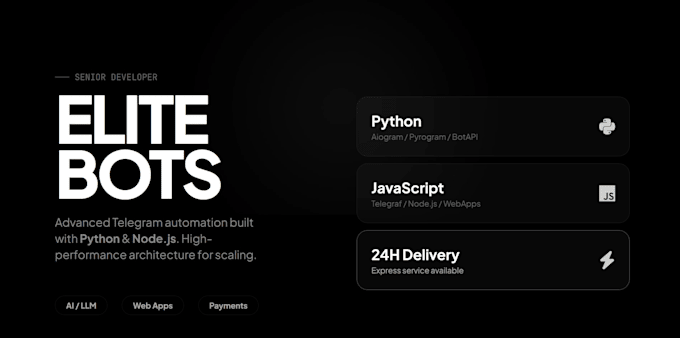 develop a professional telegram bot using python or node js