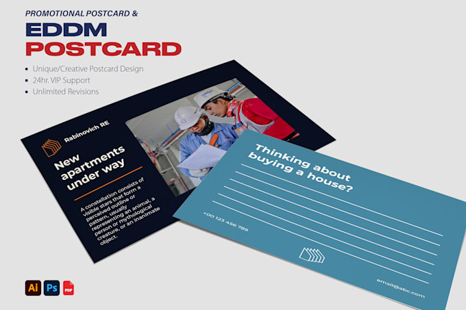 design a professional postcard and an edm postcard