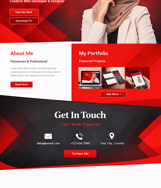 create a professional portfolio website