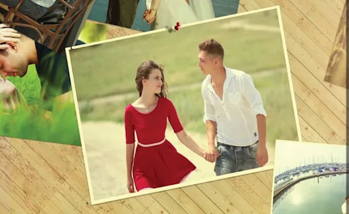 create a romentic photo slideshow video with music for weddings and love story