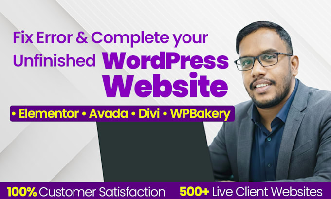 fix wordpress errors and complete your unfinished website