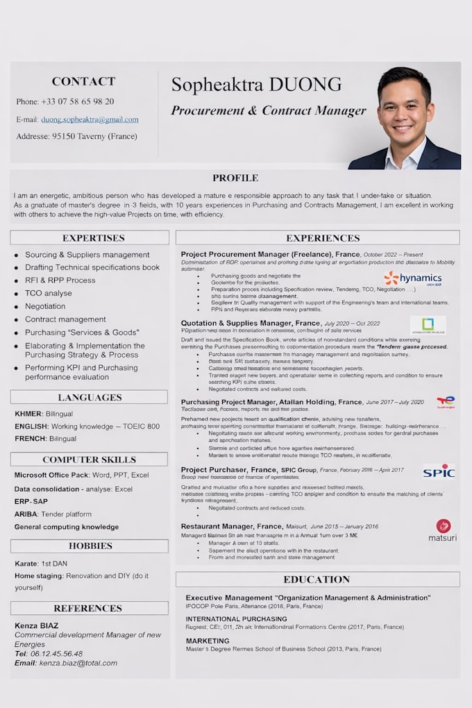 idesign modern resume and bio data with photo