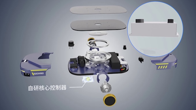 create 3d industrial robotic warehouse animation, 3d factory walkthrough video