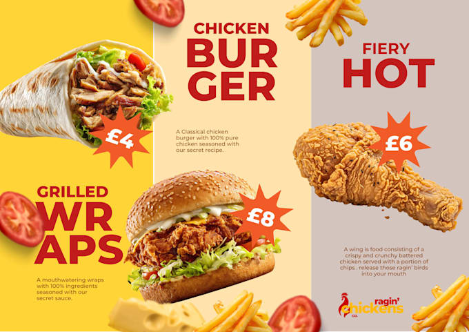 create a minimalist fast food logo and brochure set