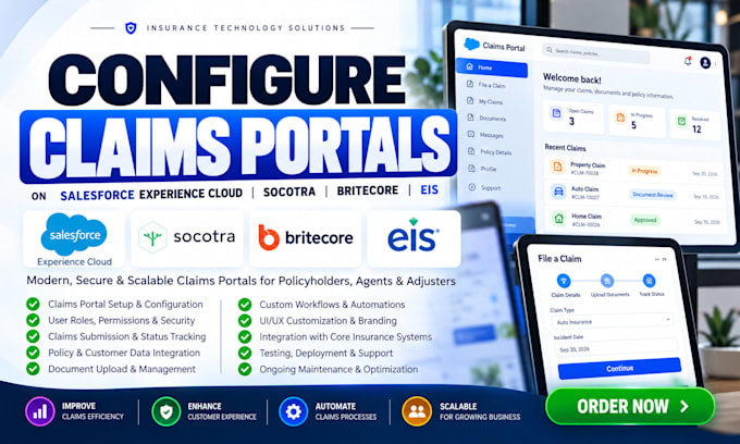 configure claims portals on salesforce experience cloud socotra britecore eis