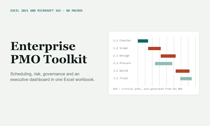create an enterprise pmo toolkit in excel with scheduling and risk