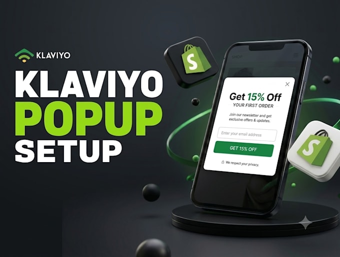 design shopify klaviyo popup form and email marketing setup