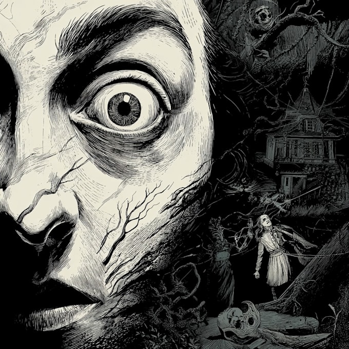 draw a metal, horror, dark art