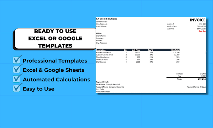 provide ready to use excel or google sheets templates