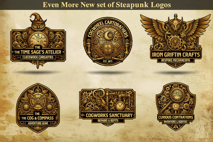 create vintage steampunk themed logo design