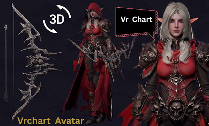 create custom vrchat avatar 3d model, furrry avatar,  vr character