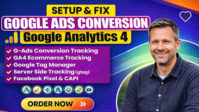 setup ga4, google analytics 4, tag manager and g oogle ads conversion tracking