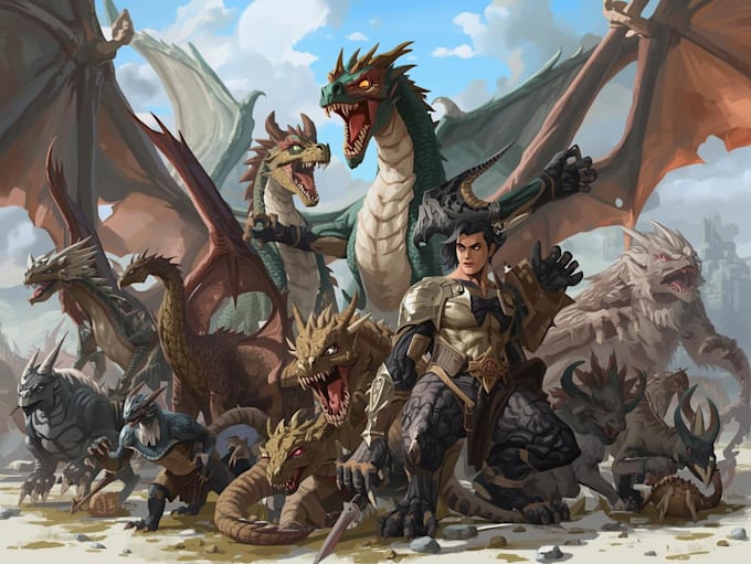 draw cartoon for character, monster, dragon