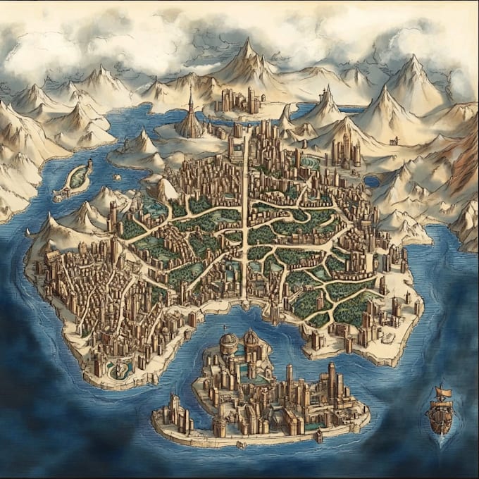 design hand drawn or digital fantasy world maps