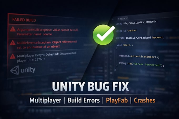 fix unity 3d crashes, errors, multiplayer and build issues