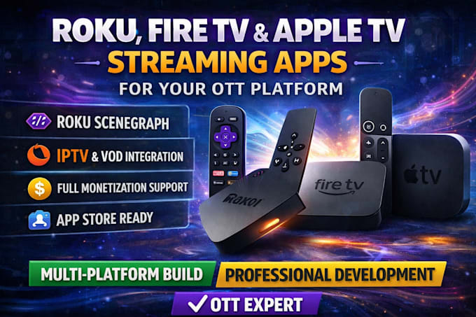 roku fire tv apple tv, multi platform ott, smart tv app development, ott tv apps