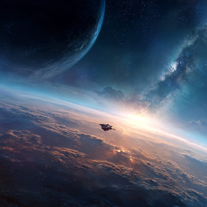 create high quality space art and futuristic space scenes