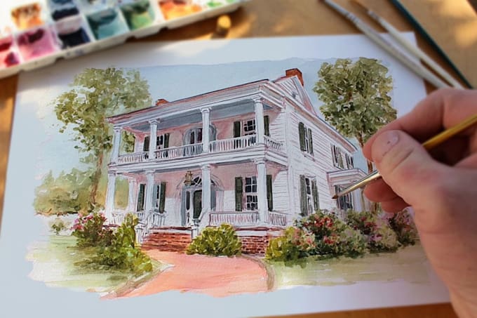 paint watercolor house portrait