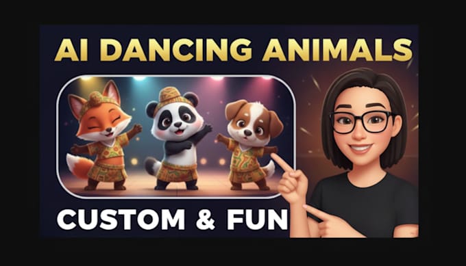 custom ai character animation and dancing animals for you