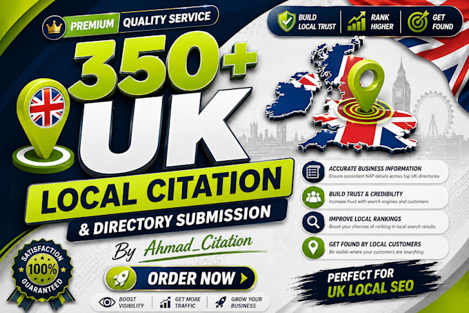 build 350 UK local citations and directory listings for local SEO