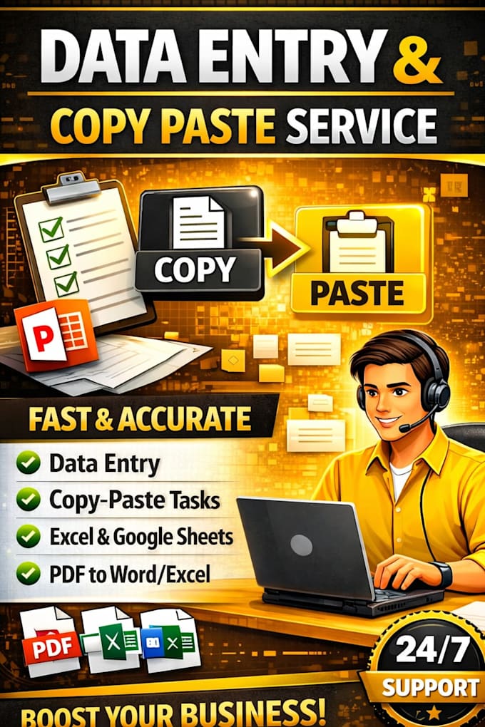 provide accurate data entry, excel, copy paste services