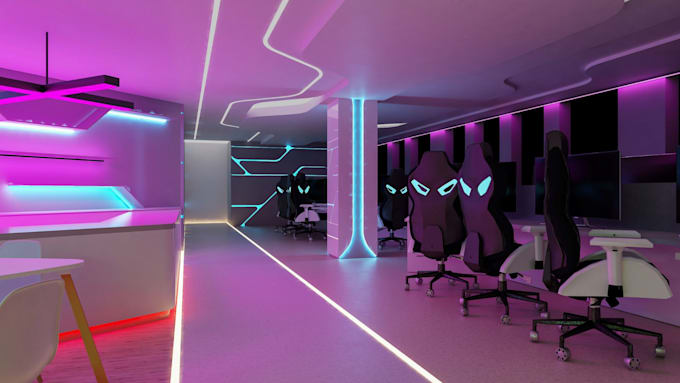 made 3d gaming center design, esports arena, gaming hub, VR gaming arena
