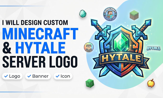 design custom minecraft hytale server logo banner icon