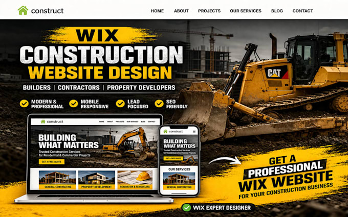 design wix construction company website property development website