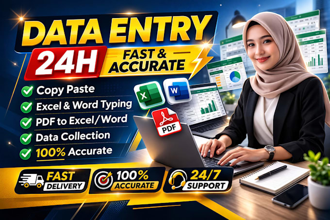 do accurate data entry, copy paste and excel typing within 24 hours