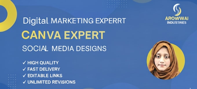 Design professional social media posts using canva by Laiba232 | Fiverr