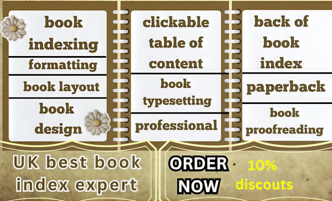 create a professional back of ebook or book indexing for publishing