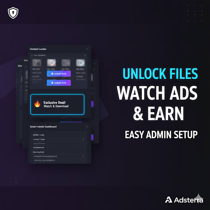 develop professional file unlocking web system with adsterra