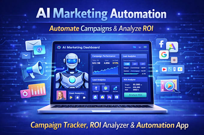 develop saas ai marketing automation app, campaign tracker app, ROI analyzer app