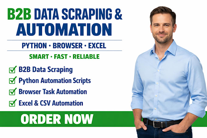 do b2b data scrapping, python automation,  browser  automation, excel automation