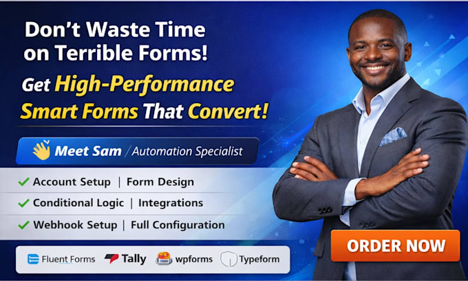 create business automation form with fluent forms wpforms typeform jotform tally