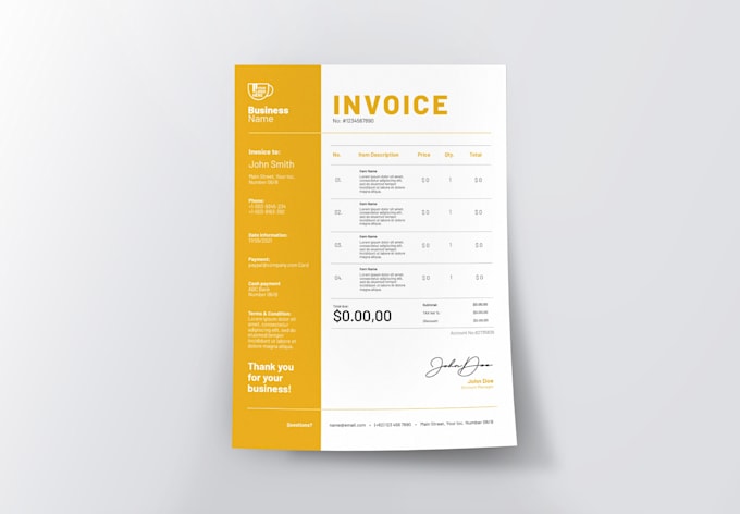 Design professional invoice template canva, excel and pdf by ...