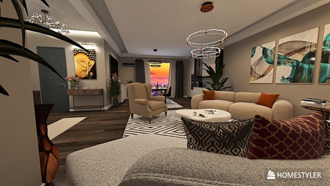 create elegant luxury interior design with realistic 3d renderings