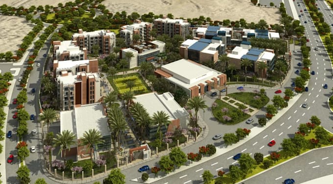 recreate urban space planning, master plan render,site plan zoning visualization