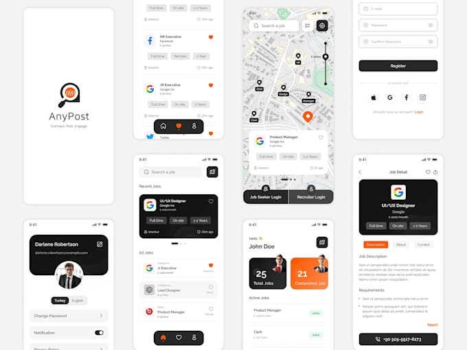 develop freelancing platform app, job app, staff app, hiring app, employee app