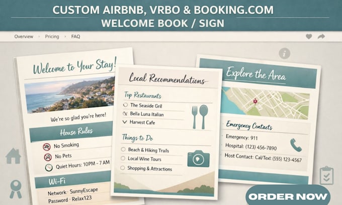 Underbooking Sign Create custom professional airbnb, vrbo or booking com welcome guest ...