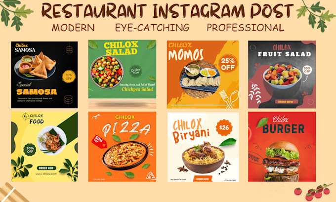 design stunning restaurant instagram posts and menus