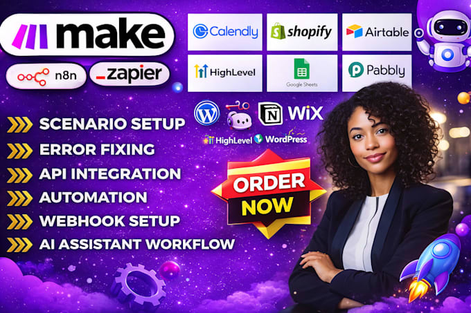 do make com scenerio automation, make com webflow, integromat, n8n automation